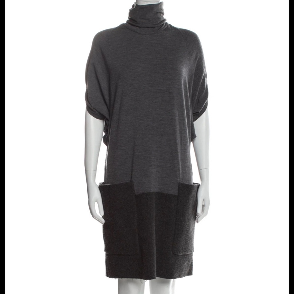 Ter Et Bantine Women's Dress‎ Virgin Wool Gray Knee Length Quiet Luxury